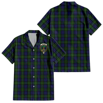 MacEwan Tartan Short Sleeve Button Down Shirt with Family Crest