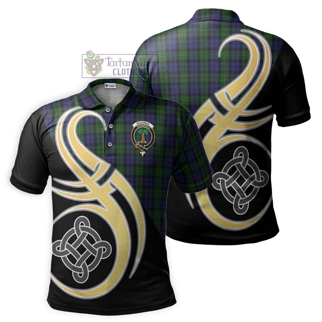 Tartan Vibes Clothing MacEwan Tartan Polo Shirt with Family Crest and Celtic Symbol Style