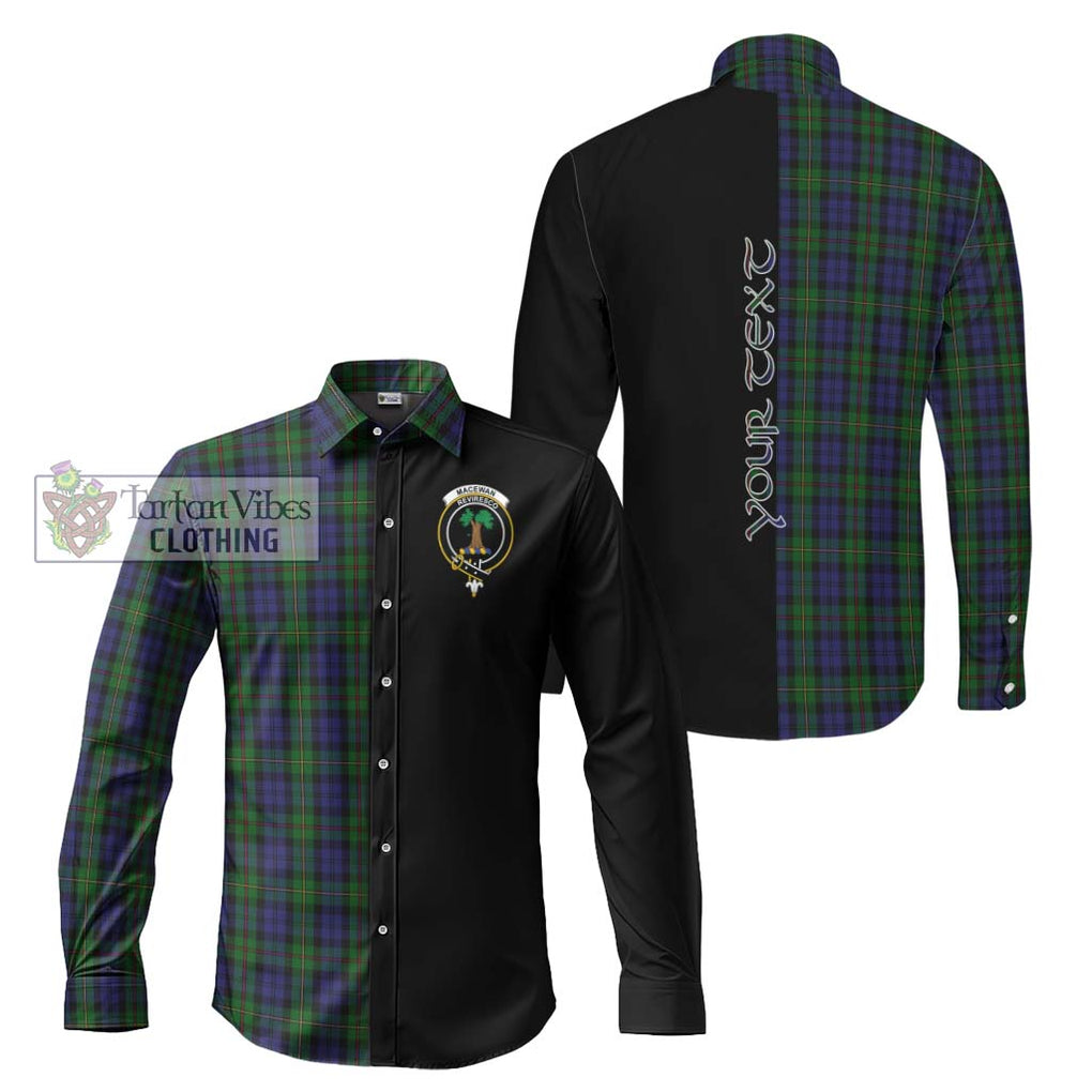 MacEwan (MacEwen) Tartan Long Sleeve Button Shirt with Family Crest and Half Of Me Style Men's Shirt S - Tartanvibesclothing Shop