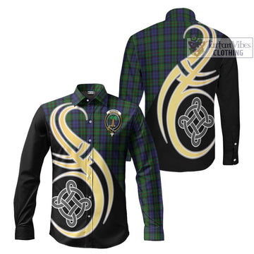 MacEwan (MacEwen) Tartan Long Sleeve Button Shirt with Family Crest and Celtic Symbol Style