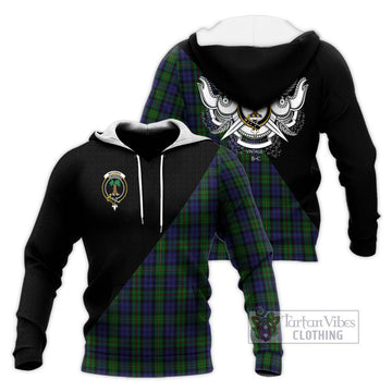 MacEwan (MacEwen) Tartan Knitted Hoodie with Family Crest and Military Logo Style