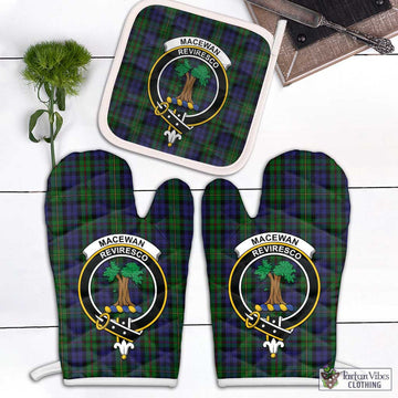 MacEwan (MacEwen) Tartan Combo Oven Mitt & Pot-Holder with Family Crest White - Tartan Vibes Clothing