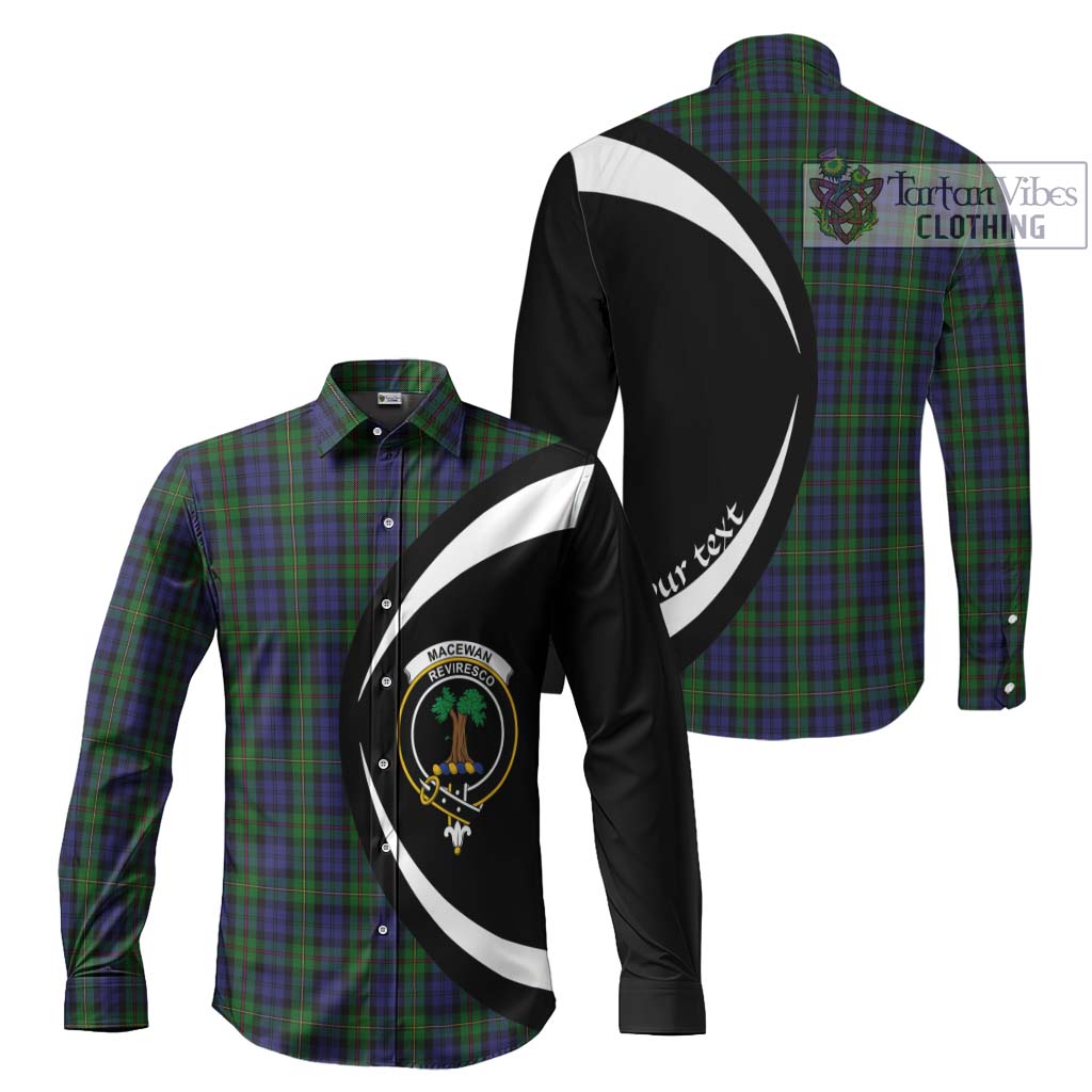 MacEwan (MacEwen) Tartan Long Sleeve Button Up with Family Crest Circle Style Men's Shirt S - Tartan Vibes Clothing