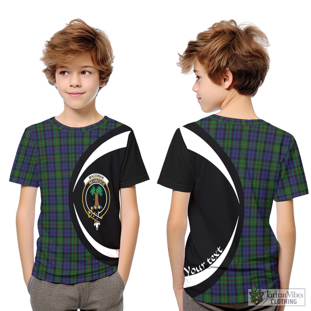 Tartan Vibes Clothing MacEwan Tartan Kid T-Shirt with Family Crest Circle Style