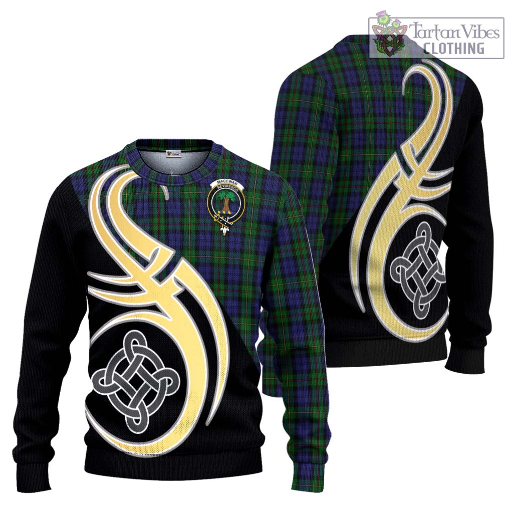 MacEwan (MacEwen) Tartan Knitted Sweater with Family Crest and Celtic Symbol Style Unisex - Tartan Vibes Clothing