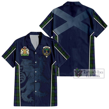 MacEwan (MacEwen) Tartan Short Sleeve Button Shirt with Family Crest and Lion Rampant Vibes Sport Style