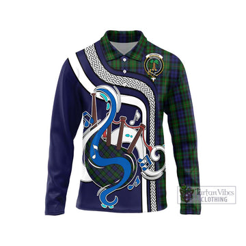 MacEwan (MacEwen) Tartan Long Sleeve Polo Shirt with Epic Bagpipe Style