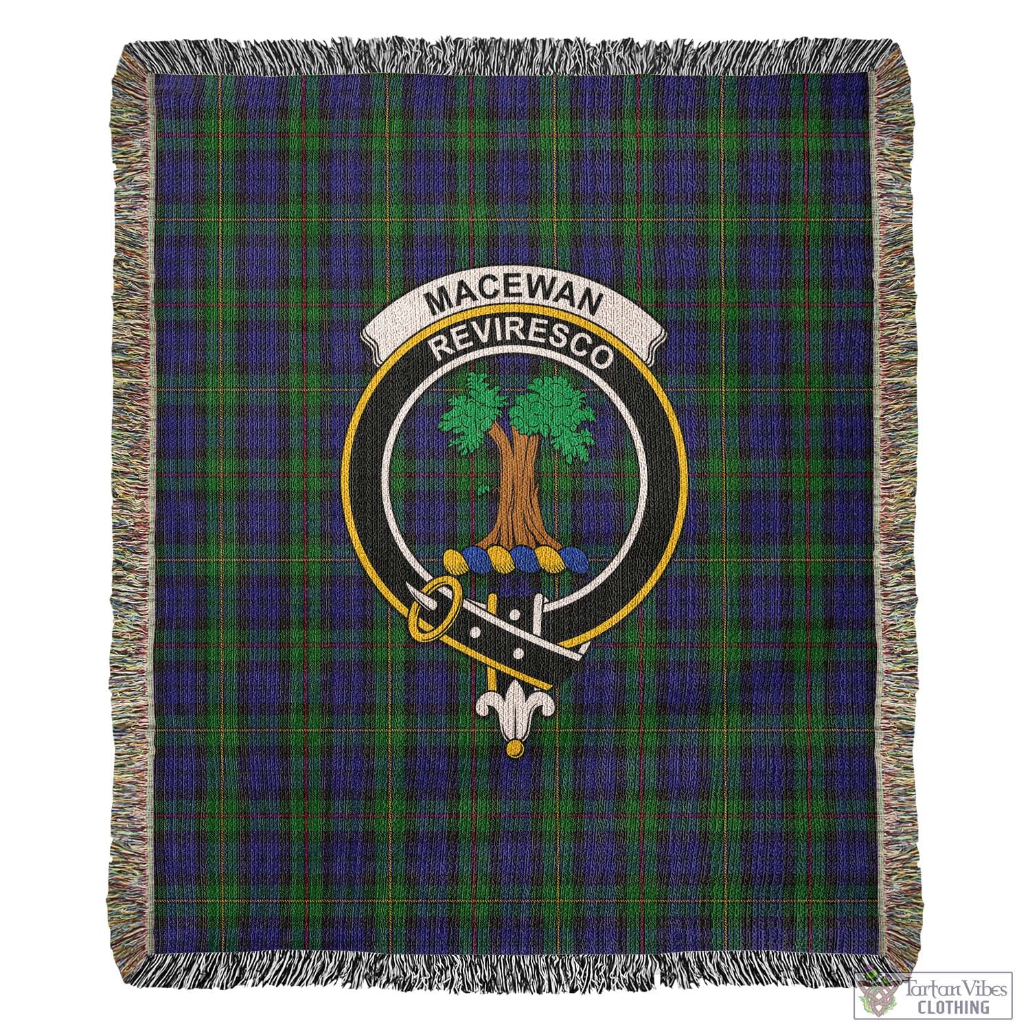 Tartan Vibes Clothing MacEwan Tartan Woven Blanket with Family Crest