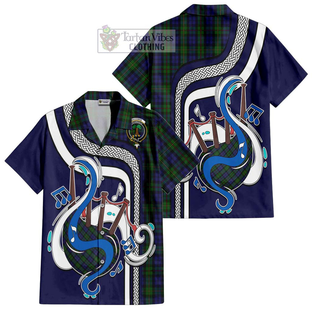 MacEwan (MacEwen) Tartan Short Sleeve Button Shirt with Epic Bagpipe Style Kid - Tartanvibesclothing Shop