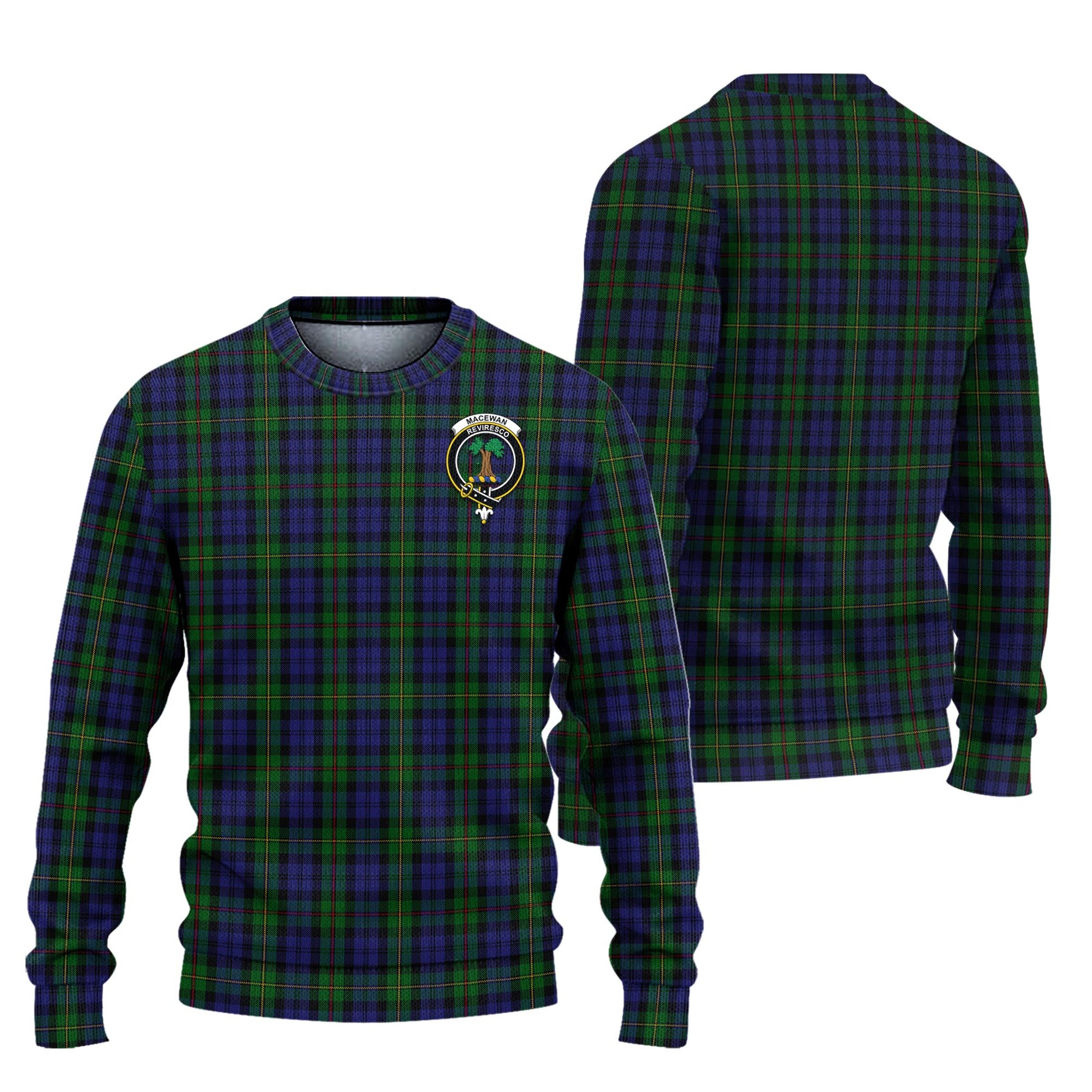 MacEwan Tartan Knitted Sweater with Family Crest Unisex - Tartanvibesclothing