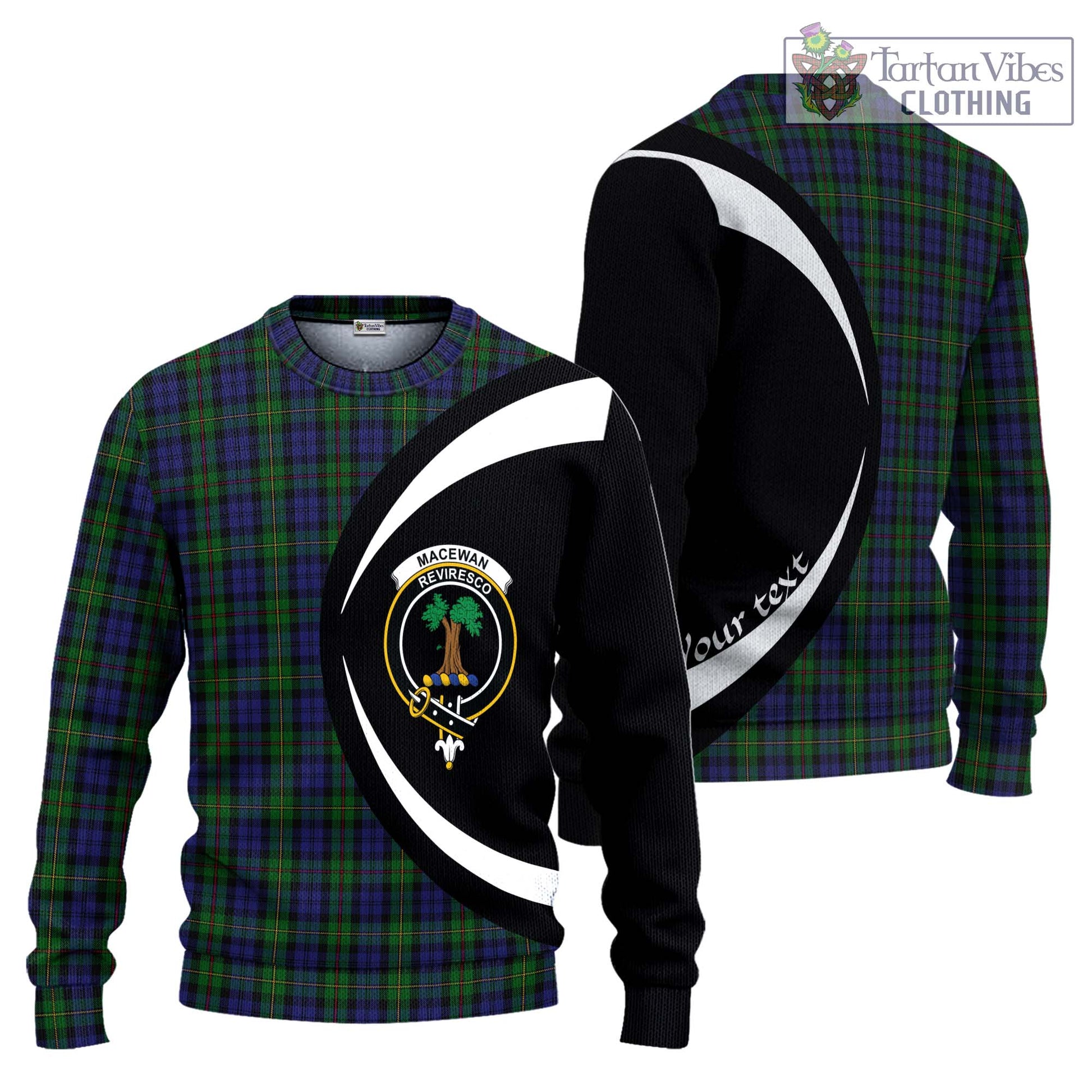 MacEwan (MacEwen) Tartan Knitted Sweater with Family Crest Circle Style Unisex - Tartan Vibes Clothing