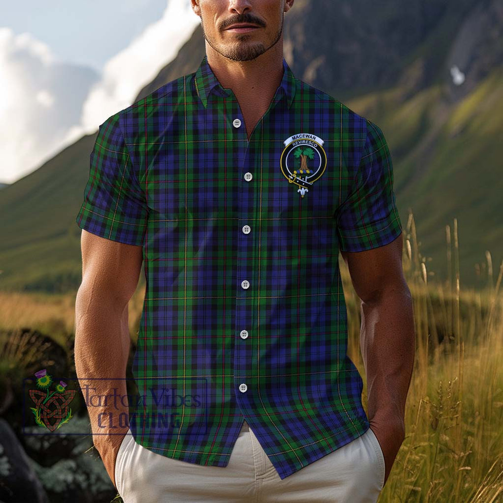 MacEwan (MacEwen) Tartan Cotton Hawaiian Shirt with Family Crest Adult - Tartan Vibes Clothing