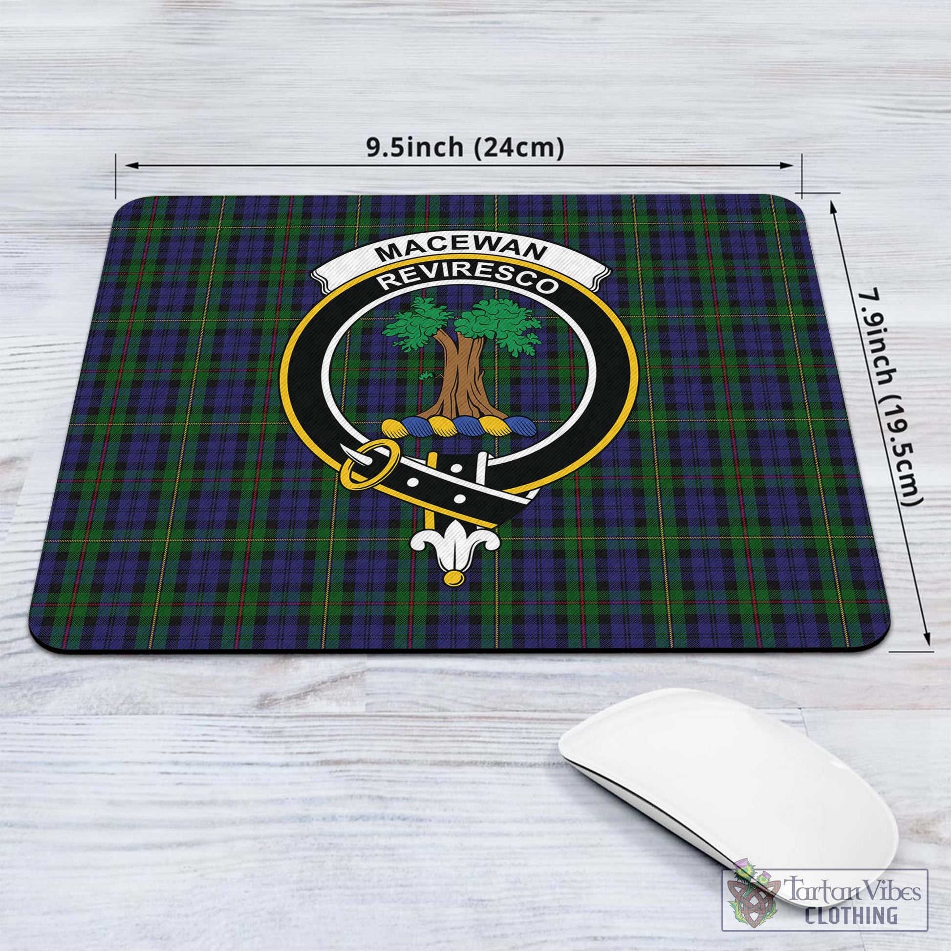 Tartan Vibes Clothing MacEwan Tartan Mouse Pad with Family Crest