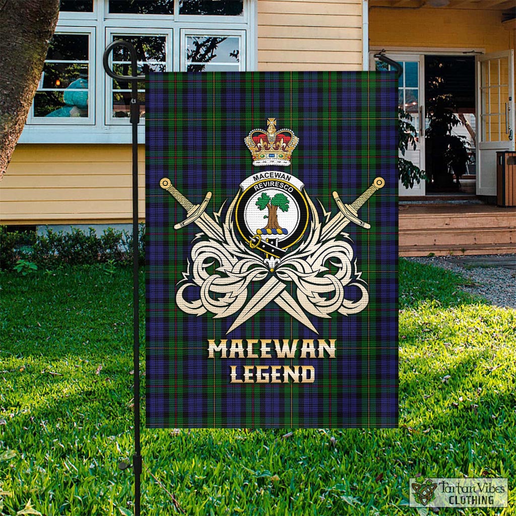 Tartan Vibes Clothing MacEwan Tartan Flag with Clan Crest and the Golden Sword of Courageous Legacy