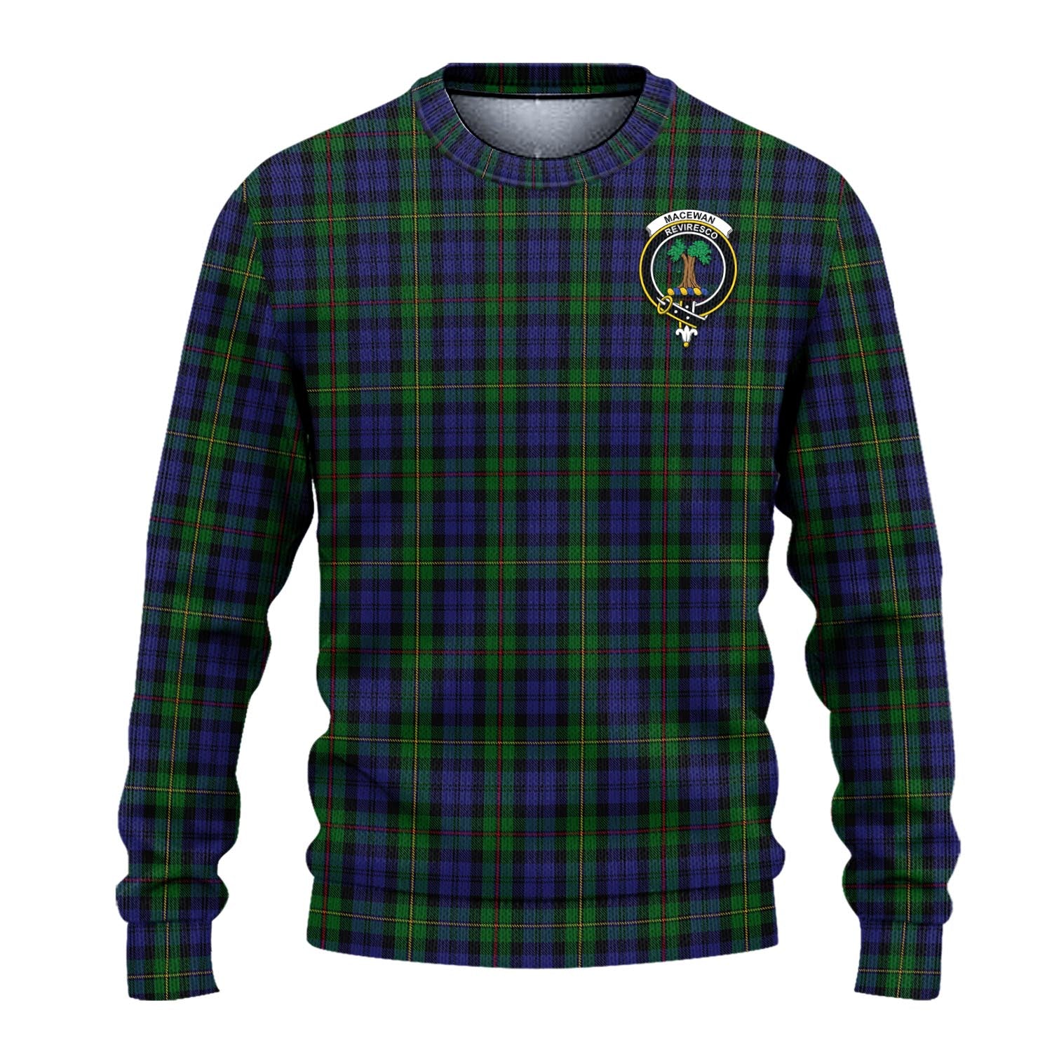 MacEwan Tartan Knitted Sweater with Family Crest - Tartanvibesclothing