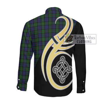 MacEwan (MacEwen) Tartan Long Sleeve Button Shirt with Family Crest and Celtic Symbol Style