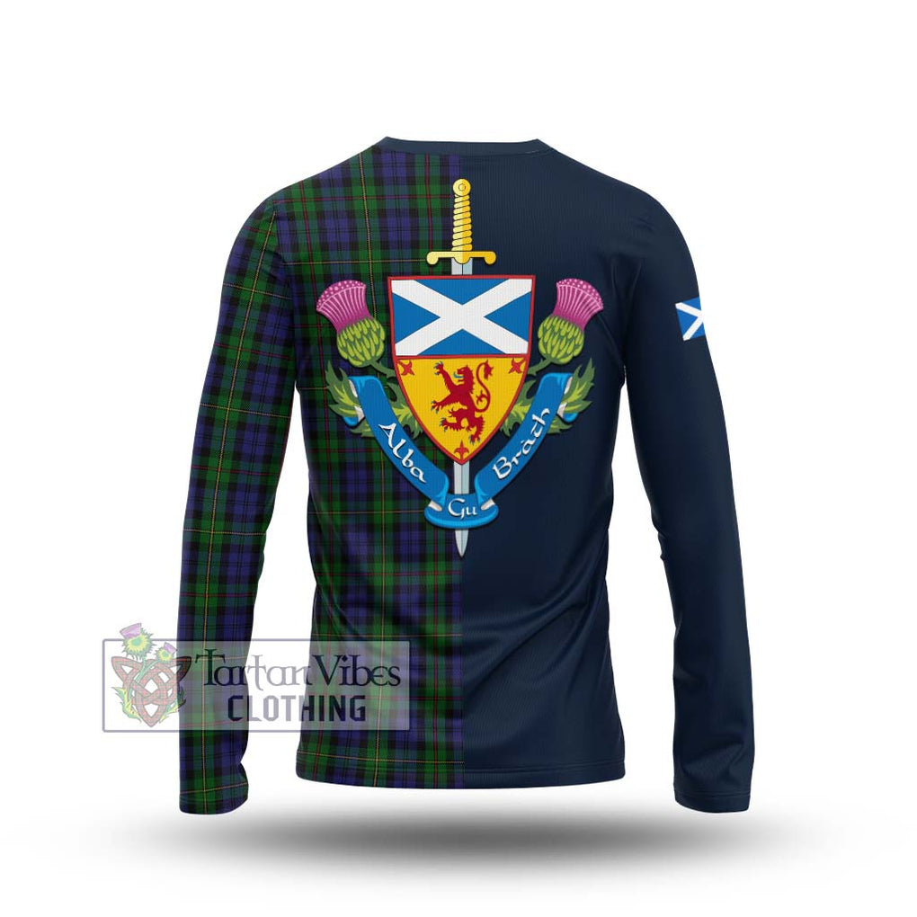 Tartan Vibes Clothing MacEwan Tartan Long Sleeve T-Shirt with Scottish Lion Royal Arm Half Style