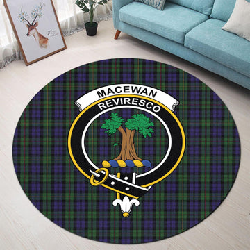 MacEwan Tartan Round Rug with Family Crest