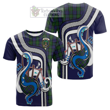 MacEwan (MacEwen) Tartan Cotton T-shirt with Epic Bagpipe Style