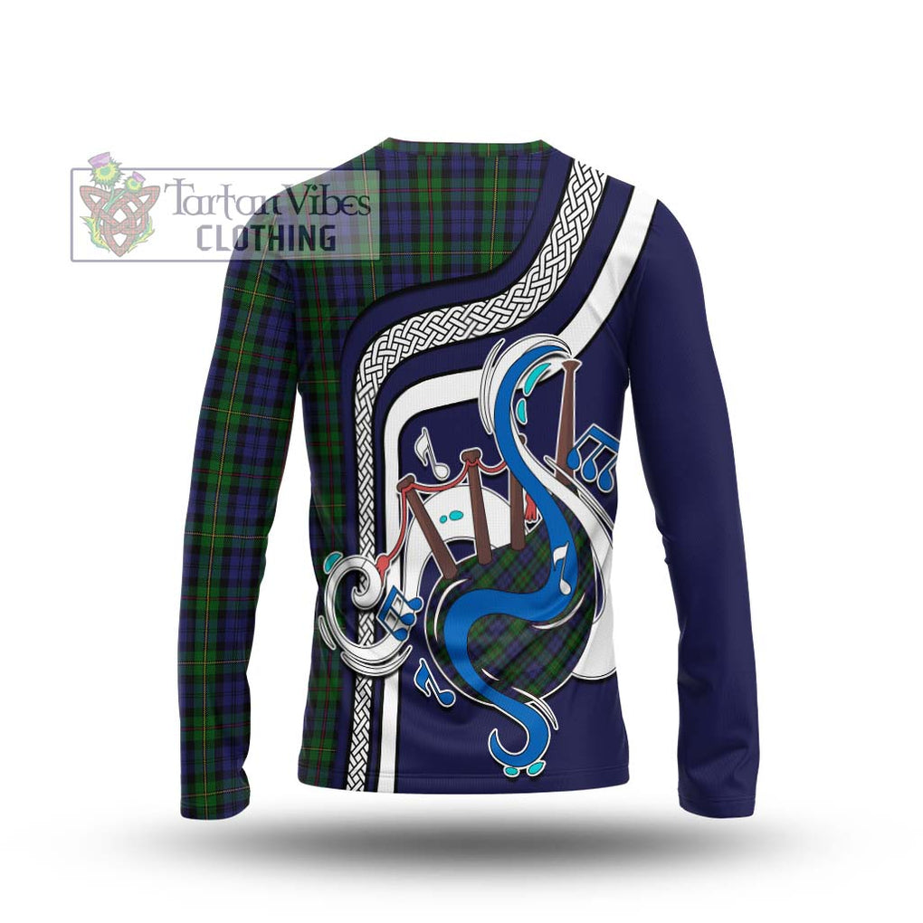 Tartan Vibes Clothing MacEwan Tartan Long Sleeve T-Shirt with Epic Bagpipe Style