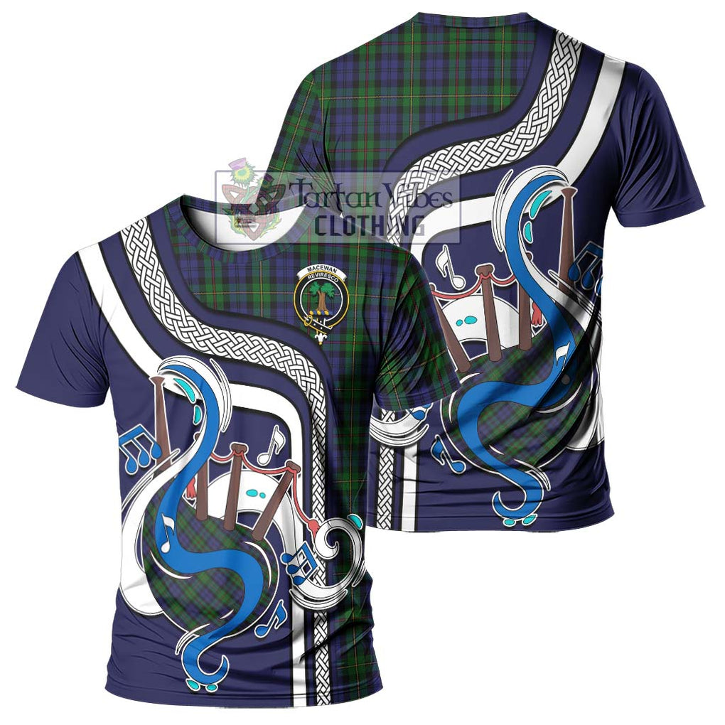 MacEwan (MacEwen) Tartan T-Shirt with Epic Bagpipe Style - Tartanvibesclothing Shop