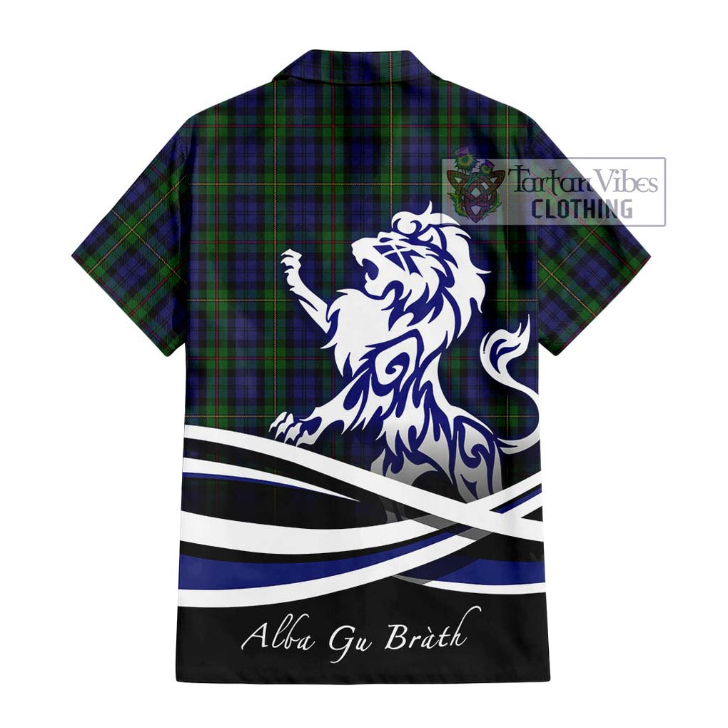 MacEwan (MacEwen) Tartan Short Sleeve Button Shirt with Alba Gu Brath Regal Lion Emblem - Tartanvibesclothing Shop