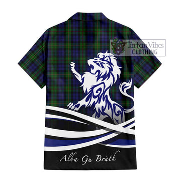 MacEwan (MacEwen) Tartan Short Sleeve Button Shirt with Alba Gu Brath Regal Lion Emblem