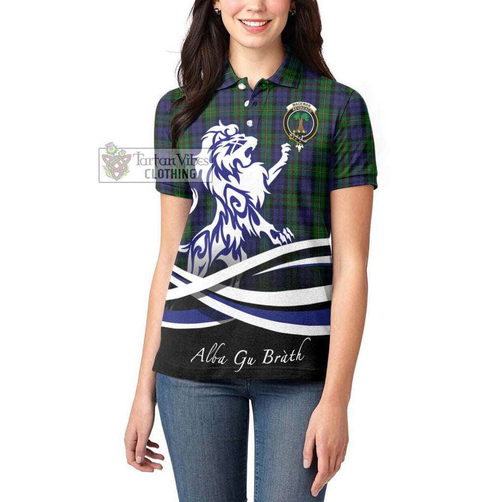 MacEwan (MacEwen) Tartan Women's Polo Shirt with Alba Gu Brath Regal Lion Emblem - Tartanvibesclothing Shop