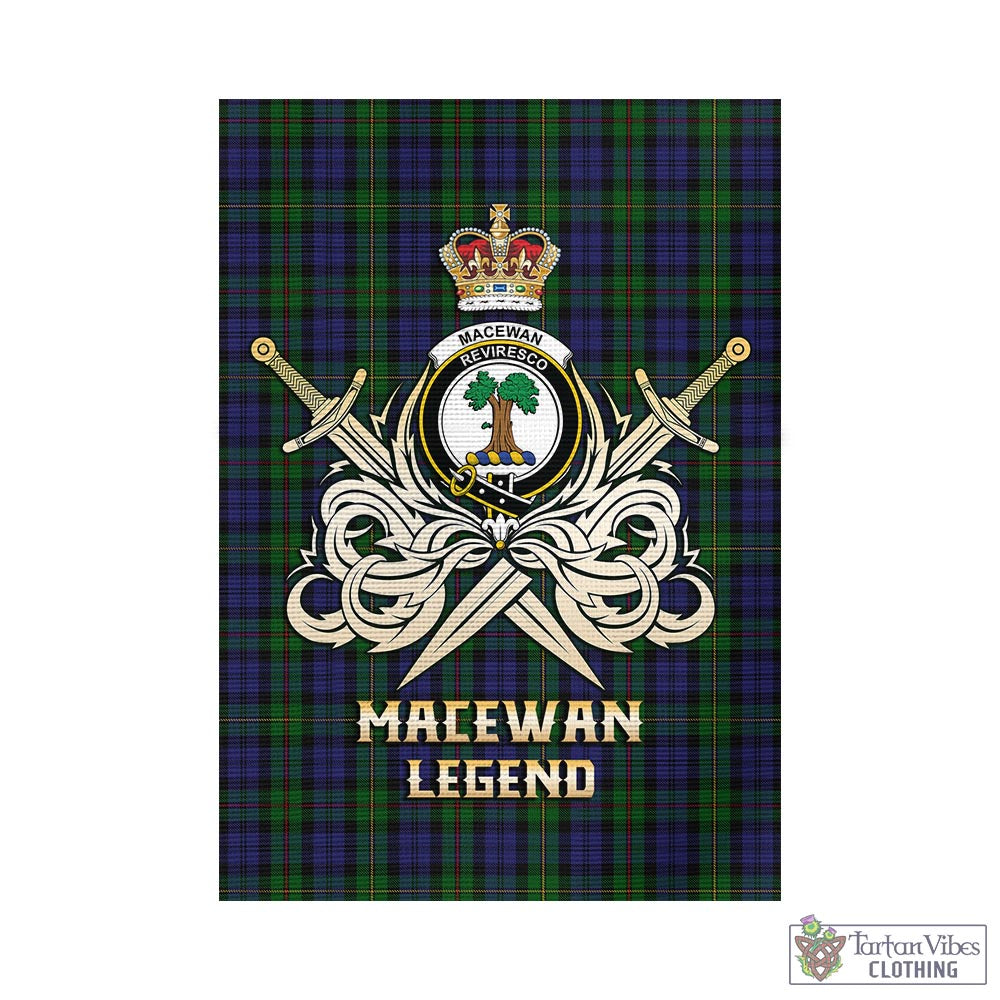 Tartan Vibes Clothing MacEwan Tartan Flag with Clan Crest and the Golden Sword of Courageous Legacy