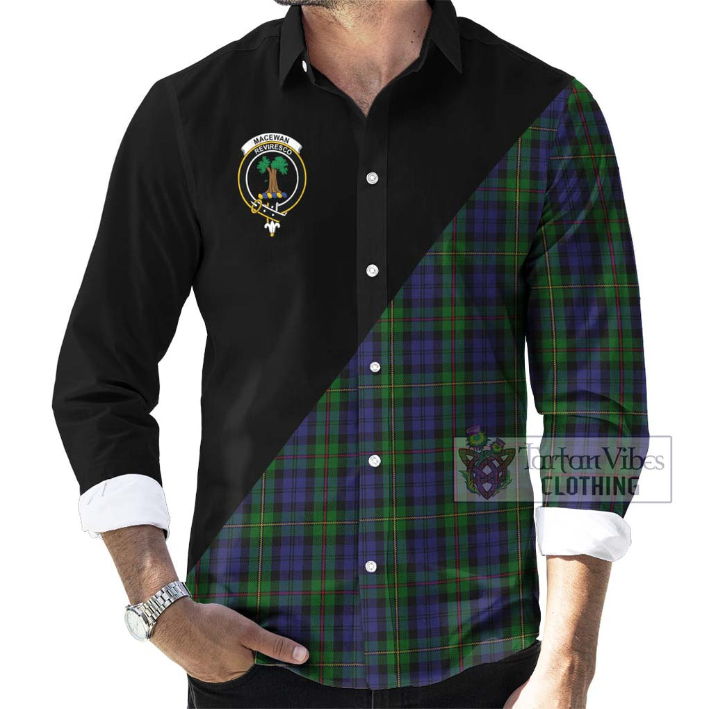 MacEwan (MacEwen) Tartan Long Sleeve Button Shirt with Family Crest and Military Logo Style - Tartanvibesclothing Shop