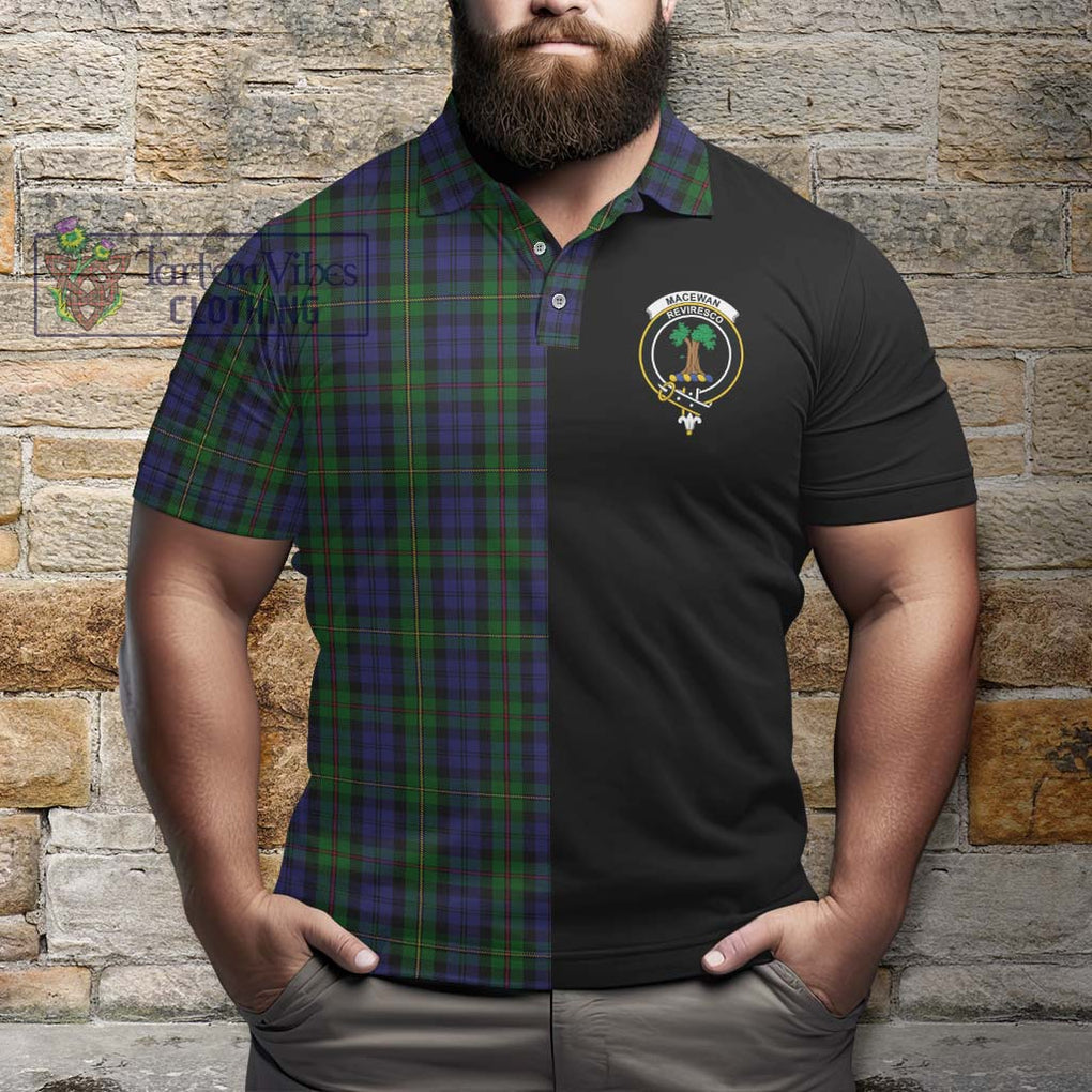 MacEwan (MacEwen) Tartan Polo Shirt with Family Crest and Half Of Me Style - Tartanvibesclothing Shop