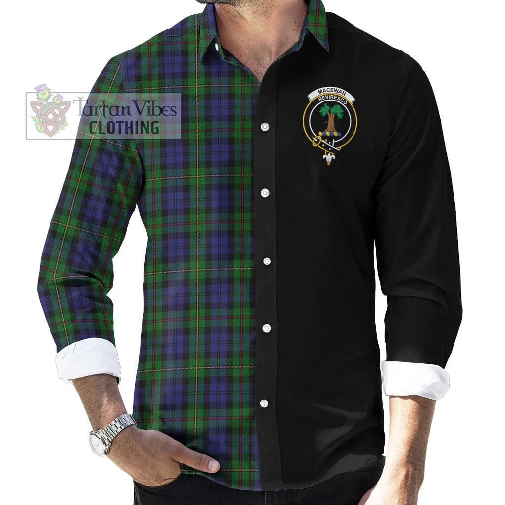 MacEwan (MacEwen) Tartan Long Sleeve Button Shirt with Family Crest and Half Of Me Style - Tartanvibesclothing Shop