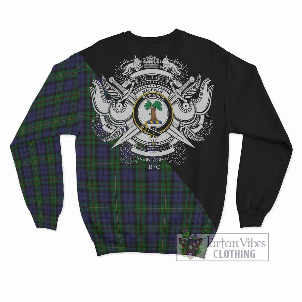 MacEwan (MacEwen) Tartan Sweatshirt with Family Crest and Military Logo Style - Tartanvibesclothing Shop