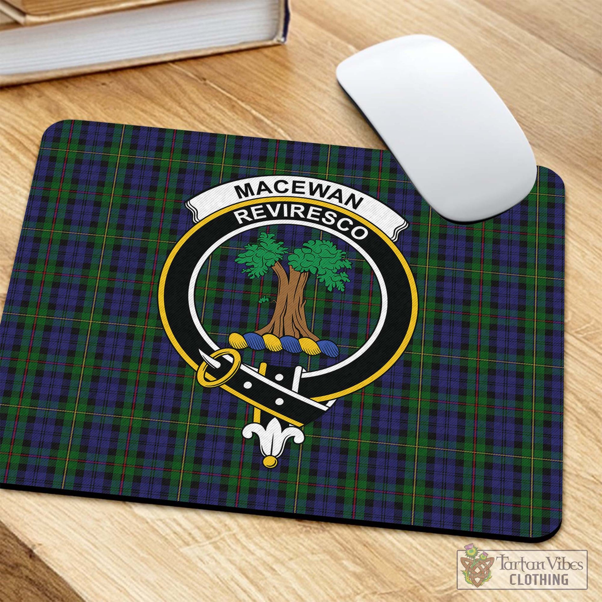 Tartan Vibes Clothing MacEwan Tartan Mouse Pad with Family Crest