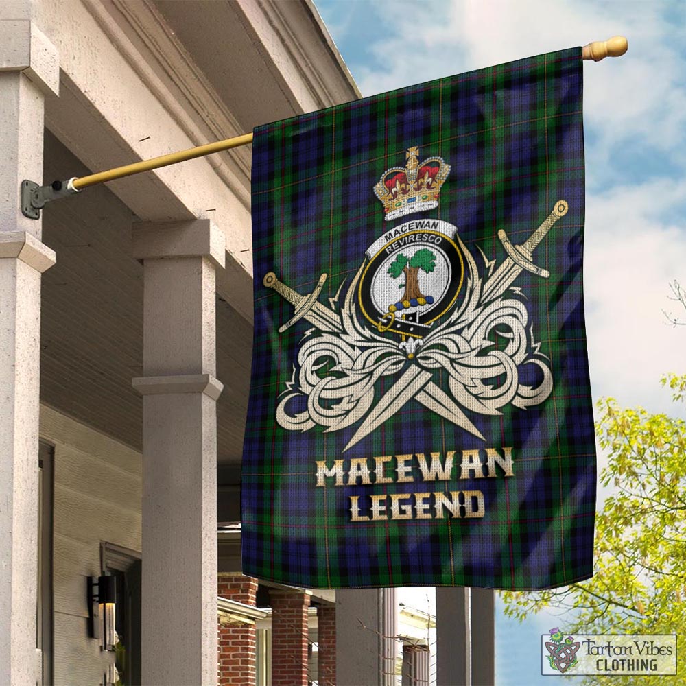 Tartan Vibes Clothing MacEwan Tartan Flag with Clan Crest and the Golden Sword of Courageous Legacy