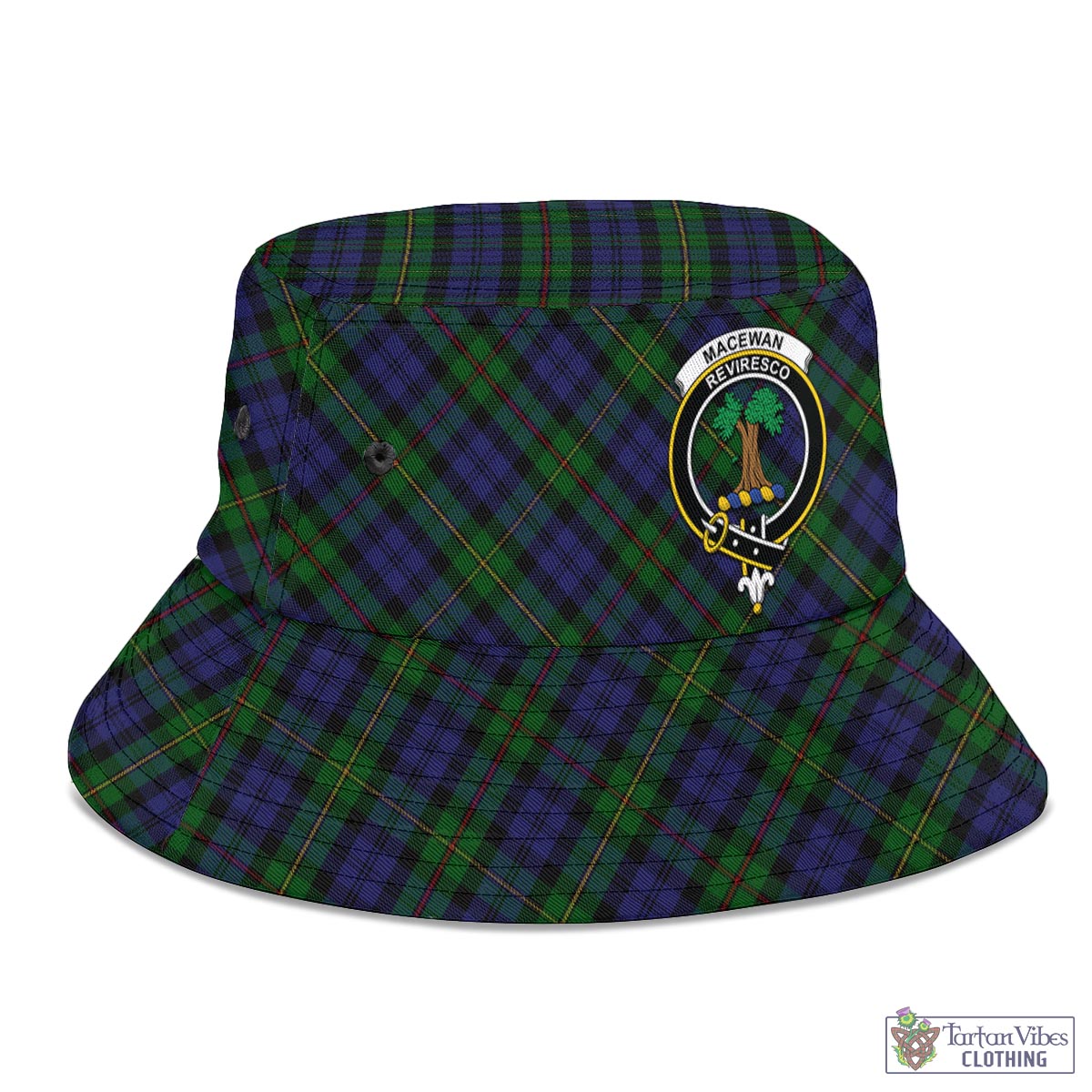 Tartan Vibes Clothing MacEwan Tartan Bucket Hat with Family Crest