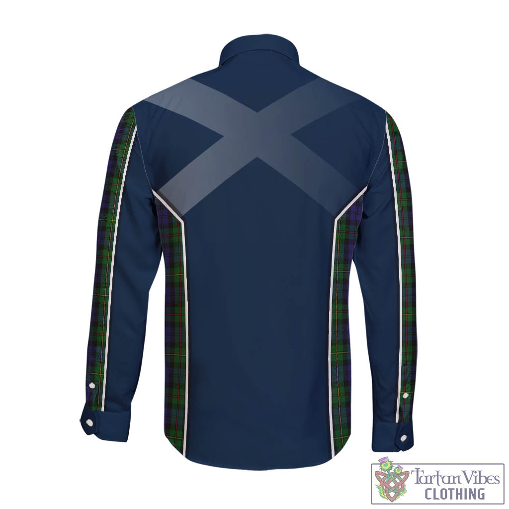 Tartan Vibes Clothing MacEwan Tartan Long Sleeve Button Up Shirt with Family Crest and Scottish Thistle Vibes Sport Style