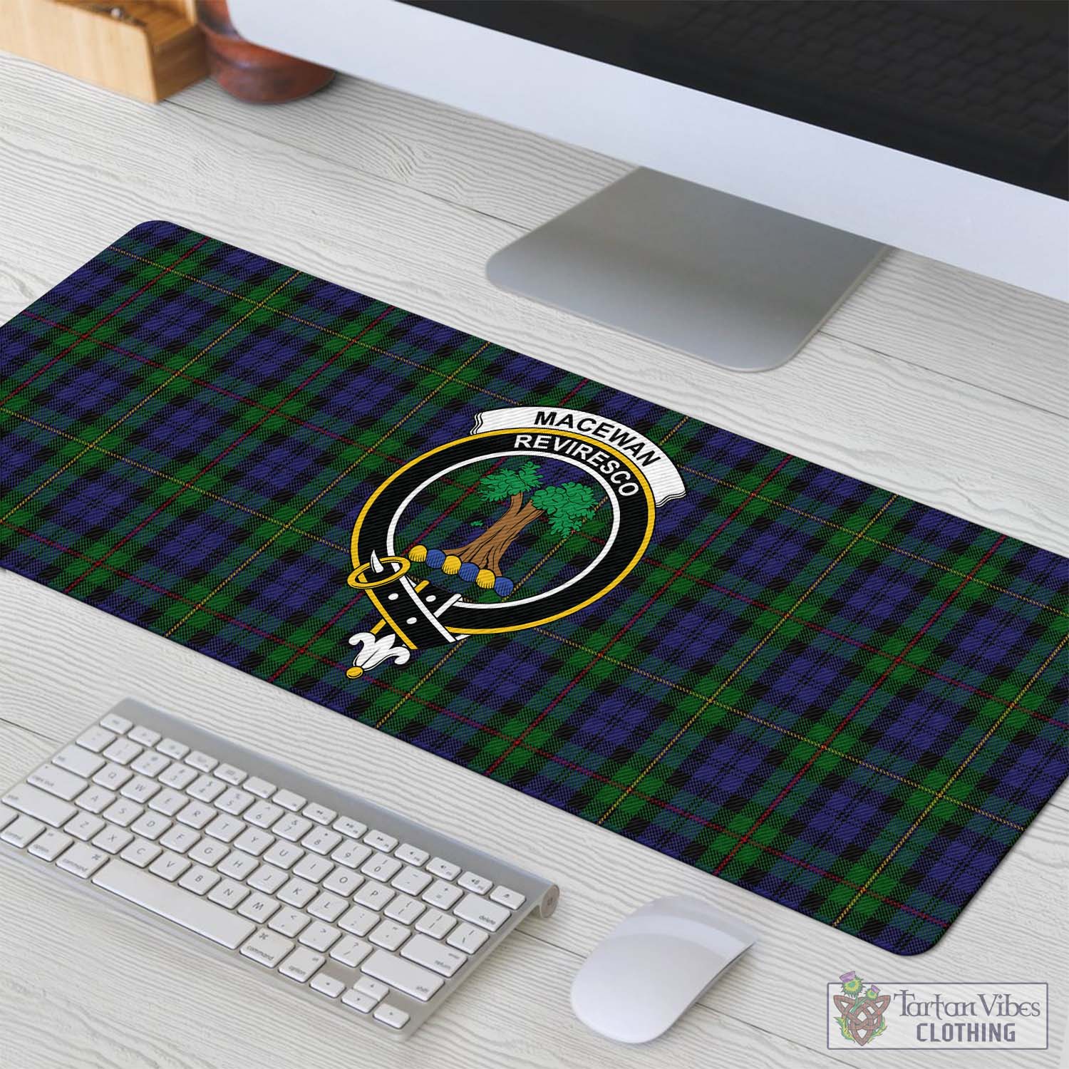 Tartan Vibes Clothing MacEwan Tartan Mouse Pad with Family Crest