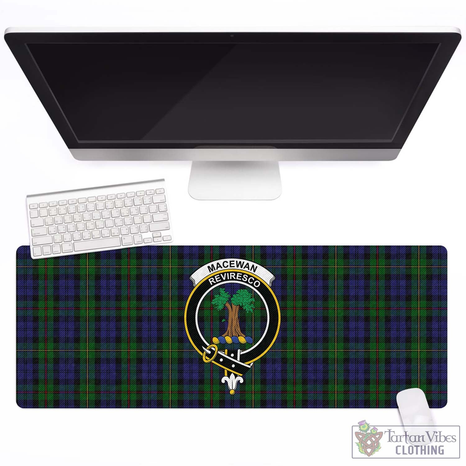 Tartan Vibes Clothing MacEwan Tartan Mouse Pad with Family Crest