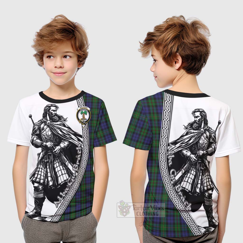 Tartan Vibes Clothing MacEwan (MacEwen) Tartan Clan Crest Kid T-Shirt with Highlander Warrior Celtic Style