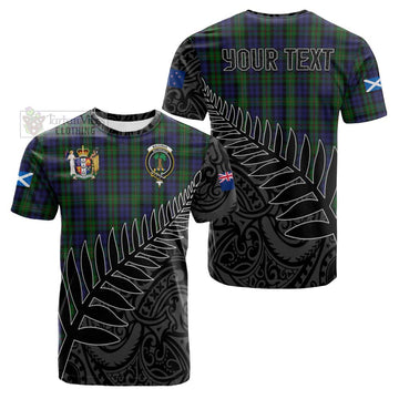 MacEwan (MacEwen) Crest Tartan Cotton T-shirt with New Zealand Silver Fern Half Style