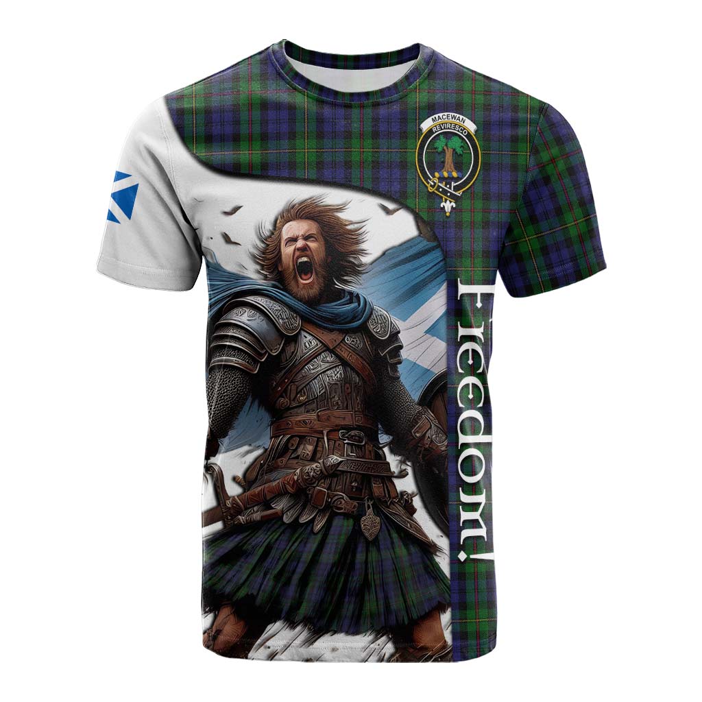 Tartan Vibes Clothing MacEwan (MacEwen) Crest Tartan Cotton T-shirt Inspired by the Freedom of Scottish Warrior