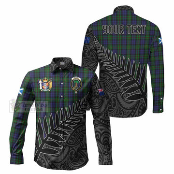 MacEwan (MacEwen) Crest Tartan Long Sleeve Button Shirt with New Zealand Silver Fern Half Style