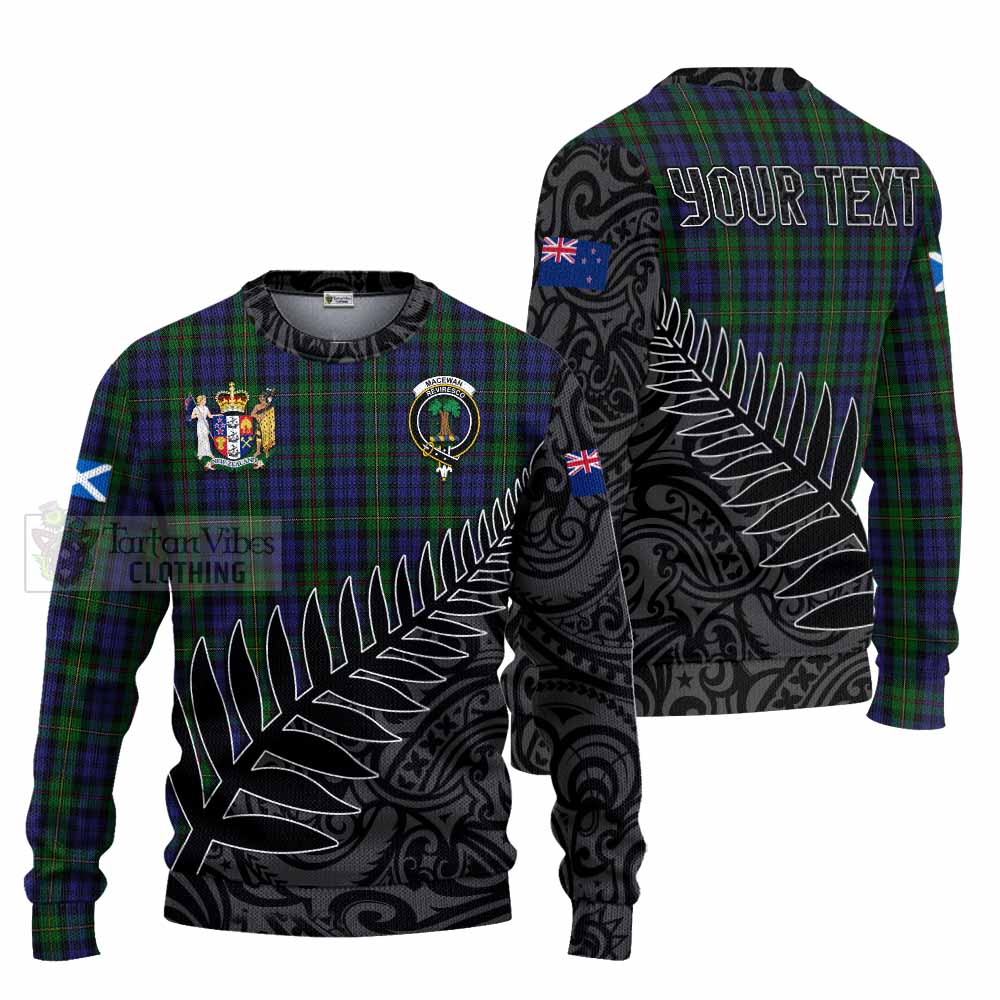 Tartan Vibes Clothing MacEwan (MacEwen) Crest Tartan Knitted Sweater with New Zealand Silver Fern Half Style