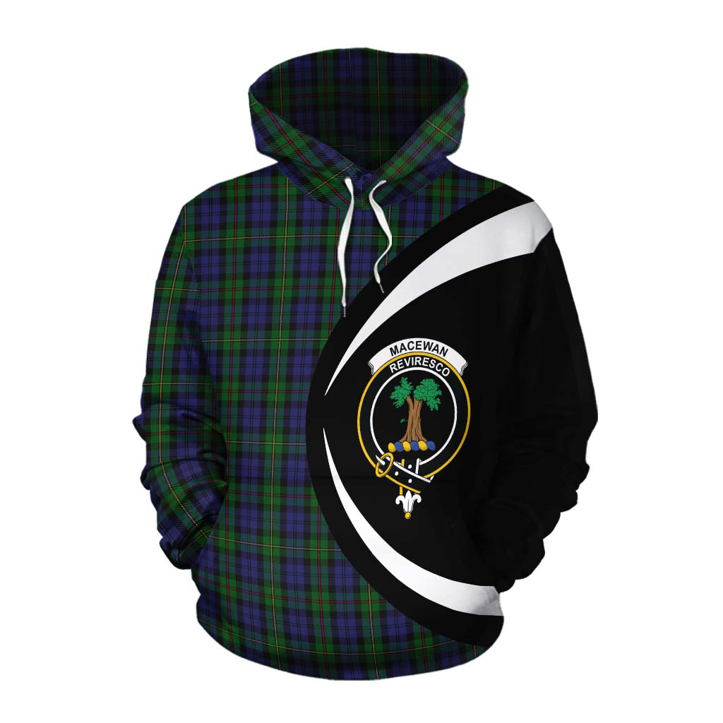 Tartan Vibes Clothing MacEwan (MacEwen) Tartan Cotton Hoodie with Family Crest Circle Style