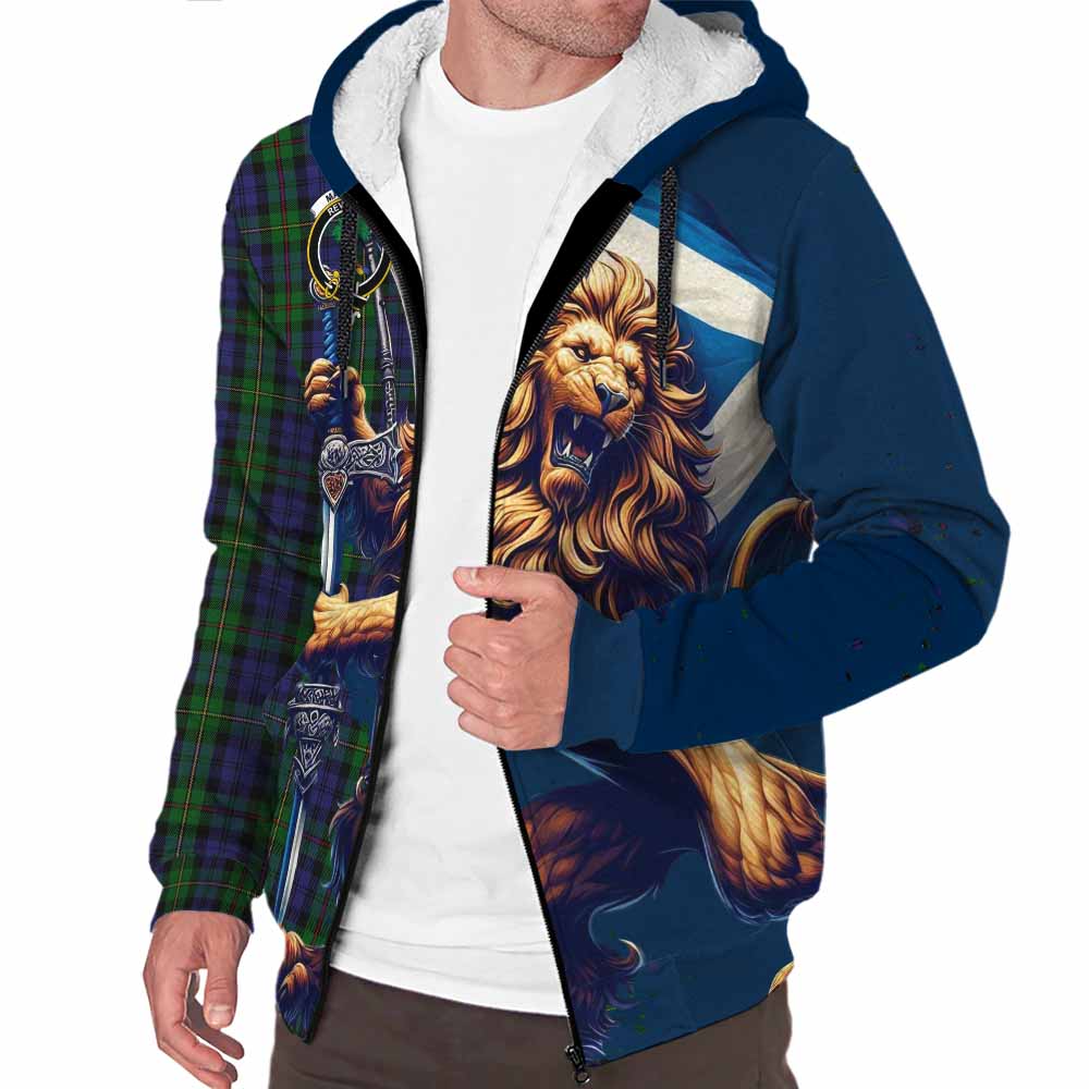 Tartan Vibes Clothing MacEwan (MacEwen) Tartan Family Crest Sherpa Hoodie with Scottish Majestic Lion