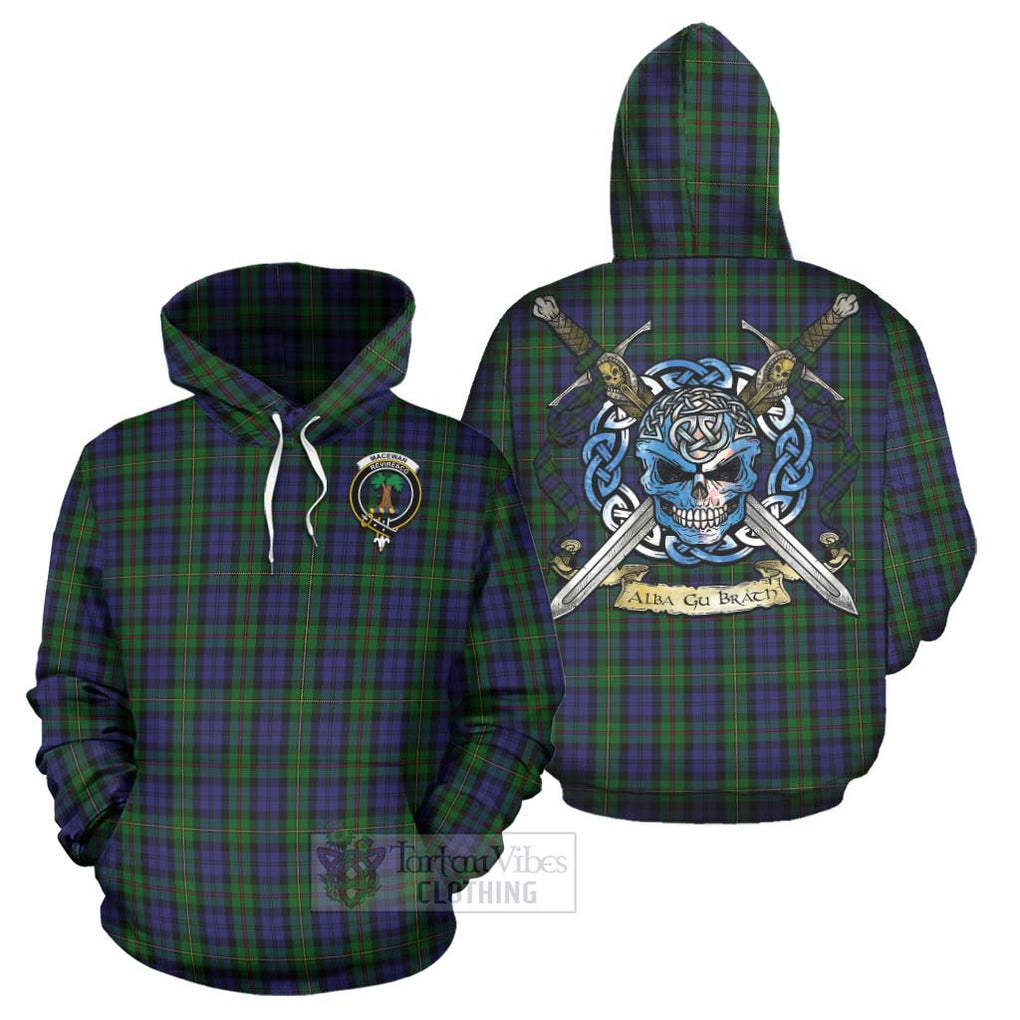 Tartan Vibes Clothing MacEwan (MacEwen) Tartan Hoodie with Family Crest Celtic Skull Style