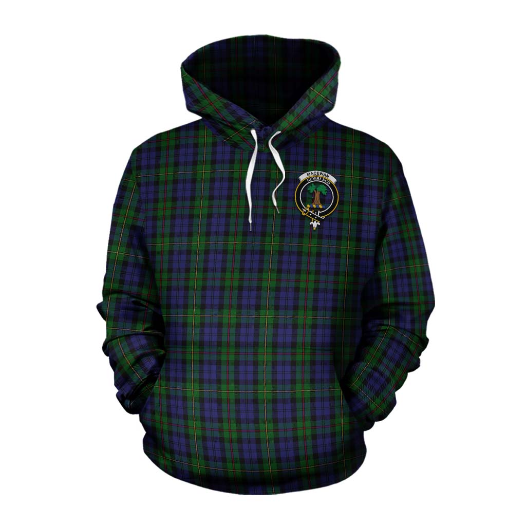 Tartan Vibes Clothing MacEwan (MacEwen) Tartan Cotton Hoodie with Family Crest and Bearded Skull Holding Bottles of Whiskey