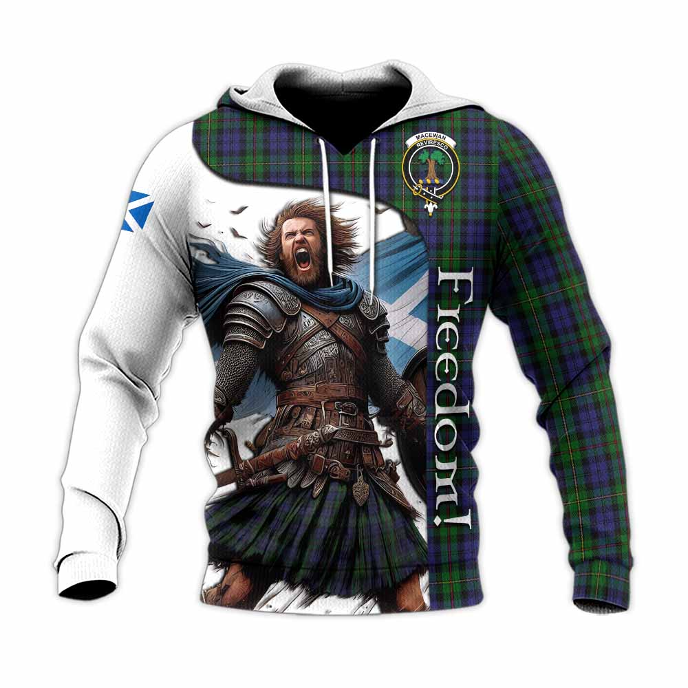 Tartan Vibes Clothing MacEwan (MacEwen) Crest Tartan Knitted Hoodie Inspired by the Freedom of Scottish Warrior