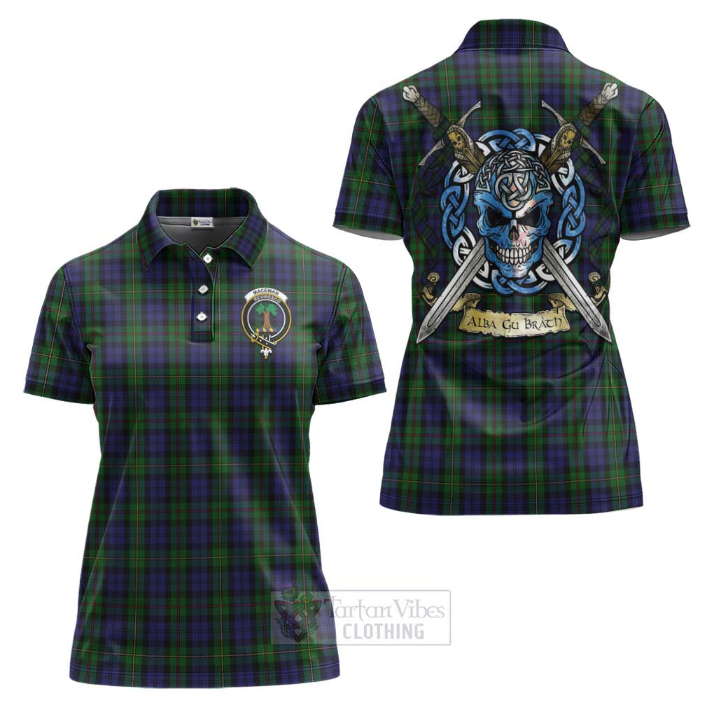 Tartan Vibes Clothing MacEwan (MacEwen) Tartan Women's Polo Shirt with Family Crest Celtic Skull Style